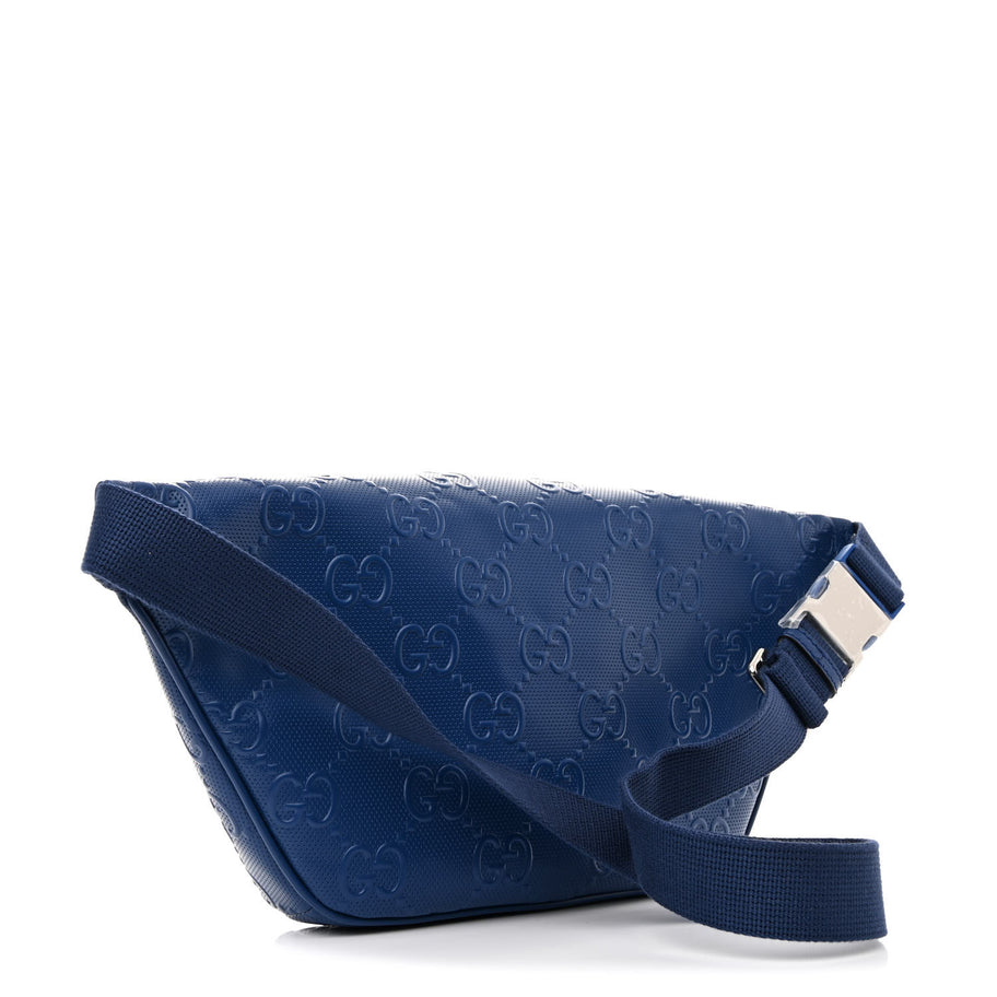 Gucci Calfskin GG Tennis Embossed Pocket Belt Bag Metal Blue Image 3