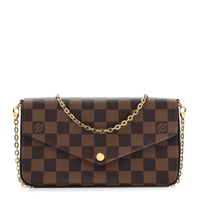  Louis Vuitton Damier Ebene Pochette Felicie Chain Wallet