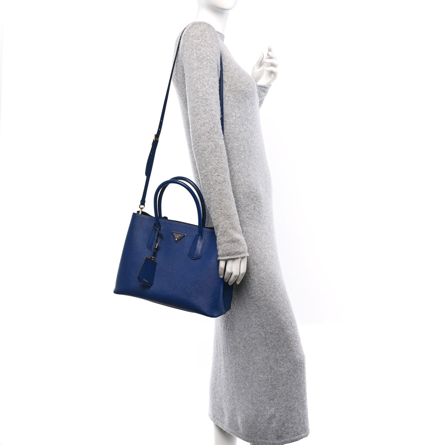 Prada Saffiano Cuir Small Double Bag Inchiostro Image 2