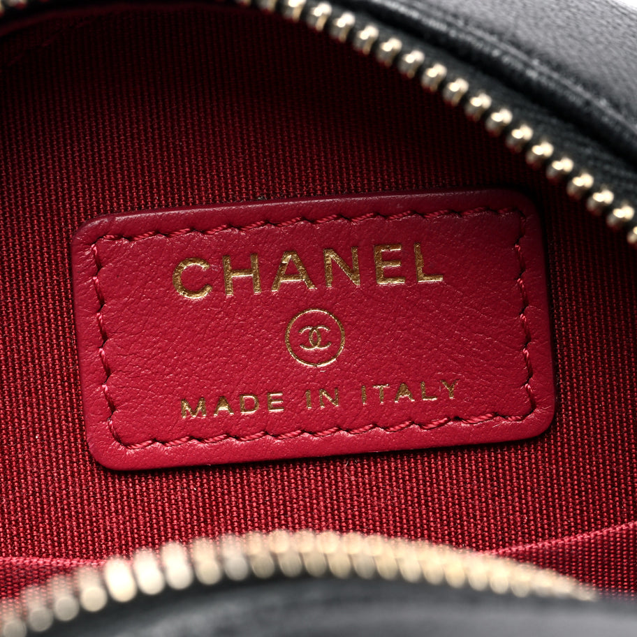 Chanel Lambskin Quilted 19 Round Clutch With Chain Black Image 6