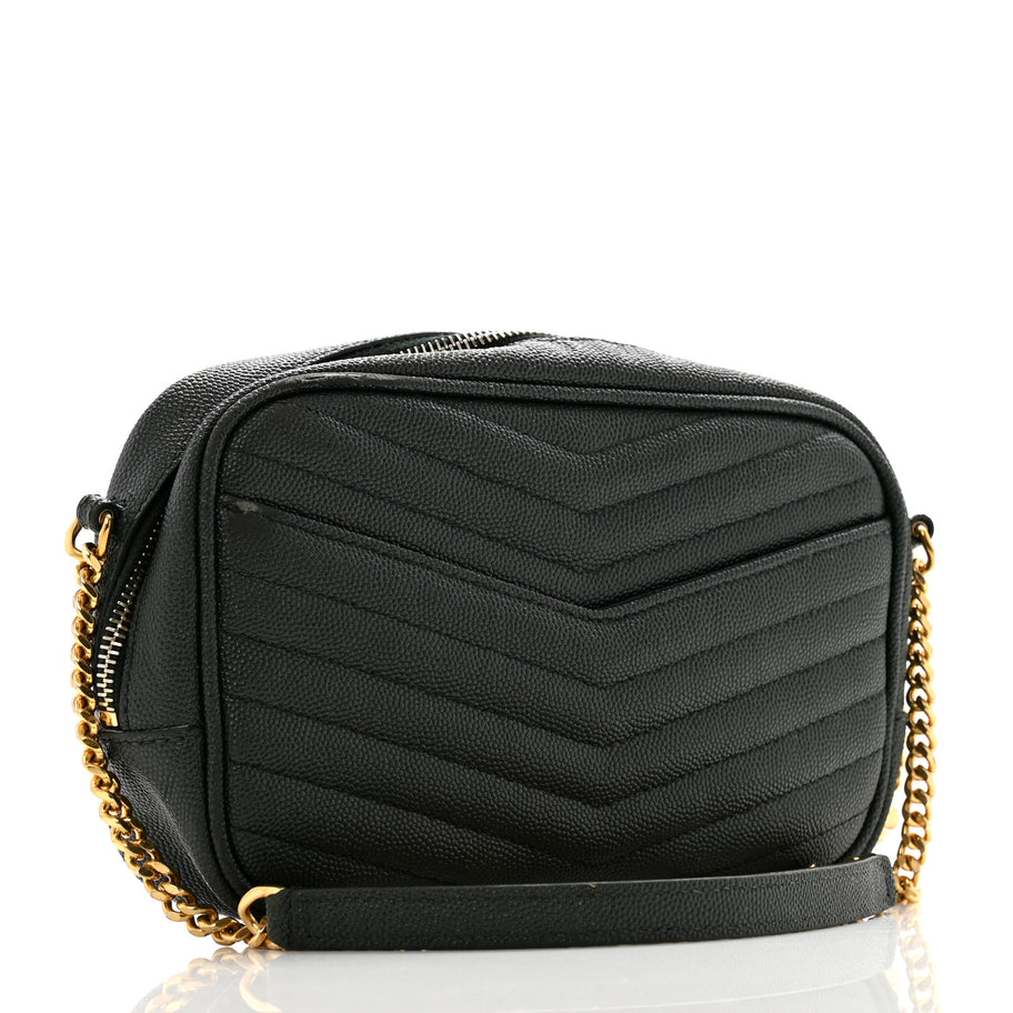 Saint Laurent Grain De Poudre Matelasse Monogram Mini Lou Camera Bag New Vert Fonce Image 3