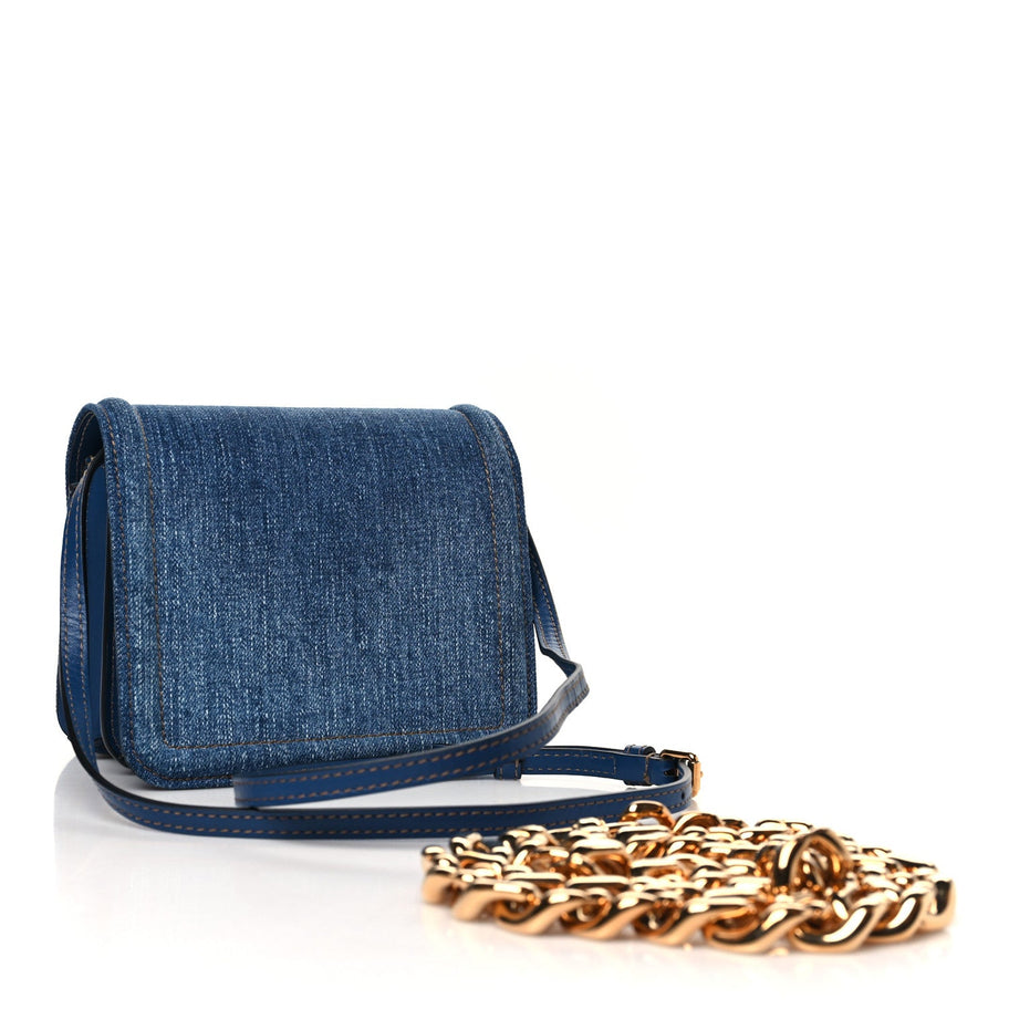 Versace Denim La Medusa Chain Shoulder Bag Navy Blue Image 3