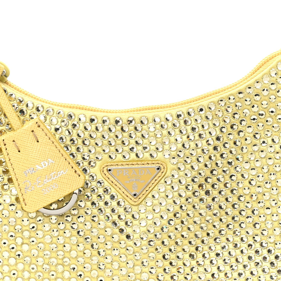 Prada Satin Crystal Mini Re-Edition 2000 Bag Ananas Image 7