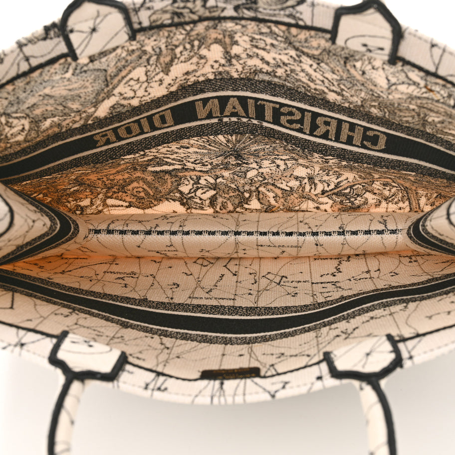 Christian Dior Canvas Embroidered Large Zodiac Book Tote Latte Multicolor Image 4