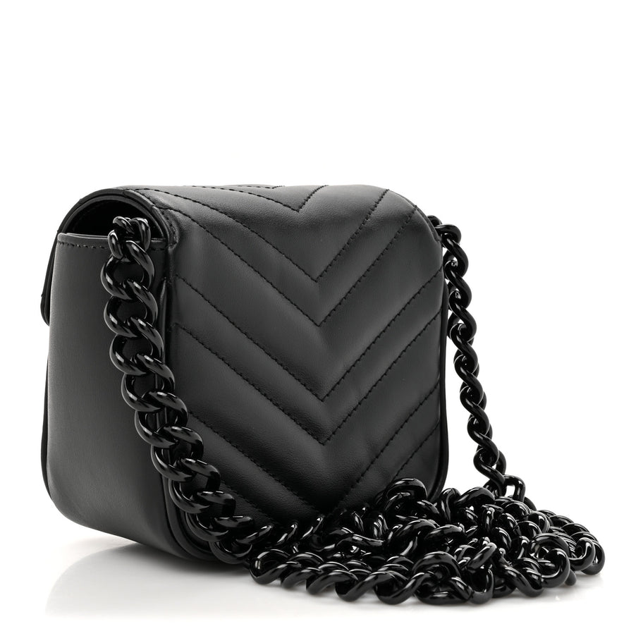 Gucci Calfskin Matelasse Monochrome GG Marmont Chain Mini Belt Bag Black Image 2