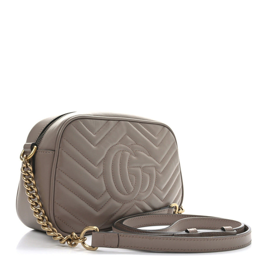 Gucci Calfskin Matelasse Small GG Marmont Chain Shoulder Bag Porcelain Rose Image 3