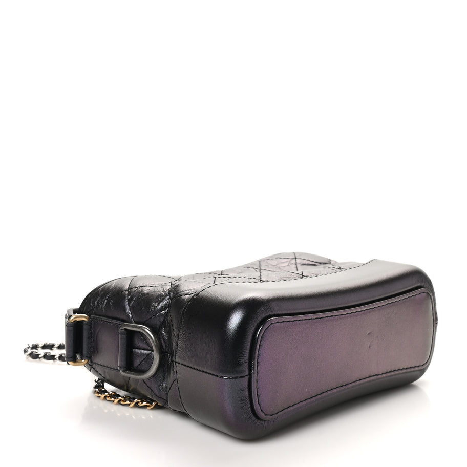Chanel Iridescent Aged Calfskin Quilted Small Gabrielle Hobo Black Image 4
