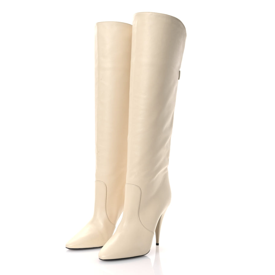 Saint Laurent Lambskin Koller 110 Tall Boots 40 Real Beige Image 4
