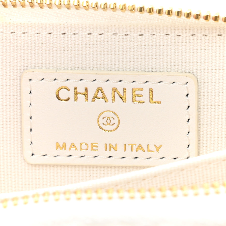 Chanel Tweed Quilted Bow Flap Card Holder On Chain White Image 6