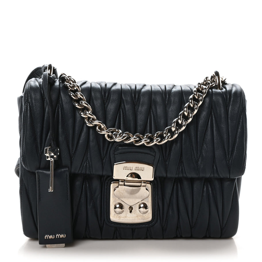 Miu Miu Nappa Matelasse Flap Bag Navy Image 1