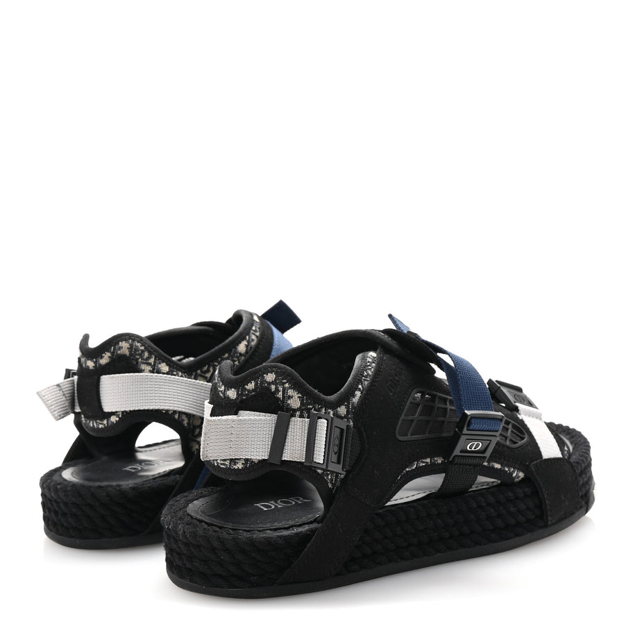 Christian Dior Technical Fabric Oblique Mens Atlas Sandals 44 Black Blue Image 5