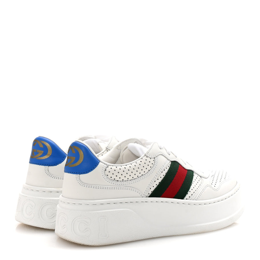 Gucci Calfskin Web Perforated Womens Platform 55mm Sneakers 36 White Bright Splash Image 5