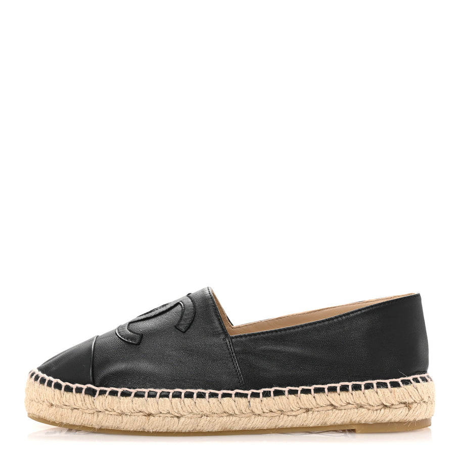 Chanel Lambskin CC Espadrilles 38 Black Image 1