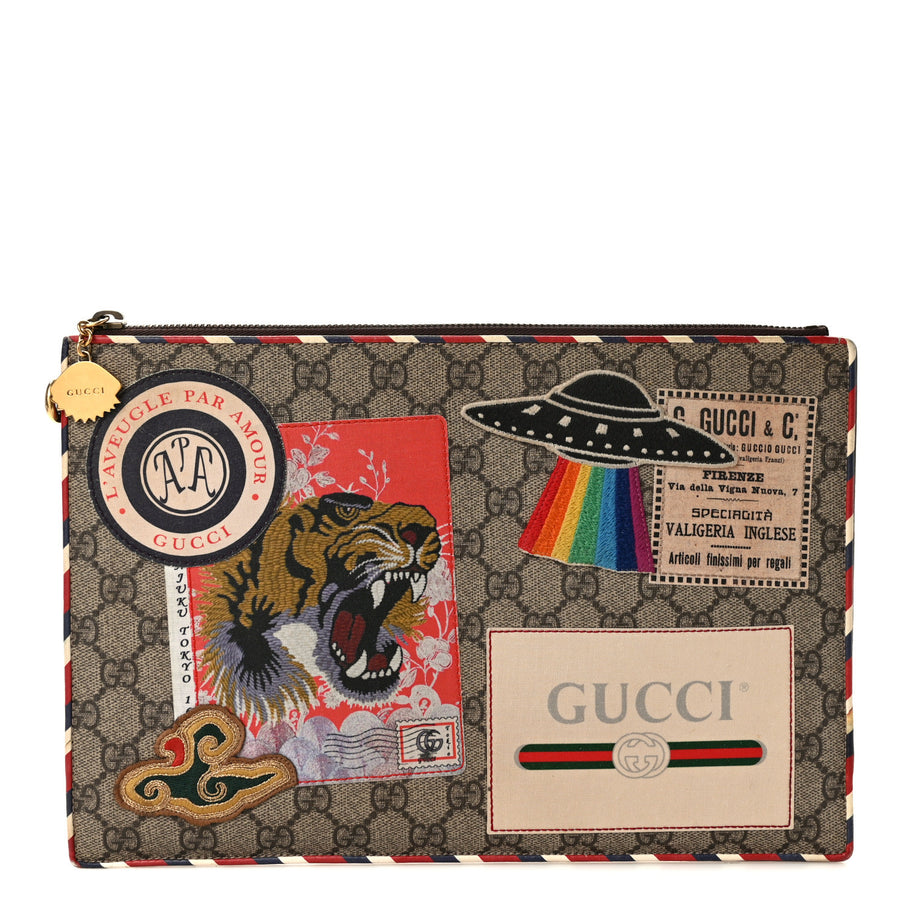 Gucci GG Supreme Monogram Courrier Documents Holder Beige New Acero Image 1