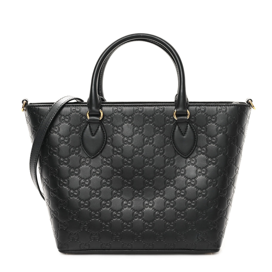 Gucci ssima Small Zippered Bucket Tote Black Image 1