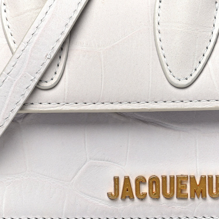 Jacquemus Suede Crocodile Embossed Le Chiquito Grey Image 7