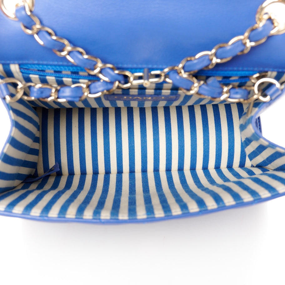 Chanel Calfskin Quilted Chevron Small Single Flap Blue Image 5