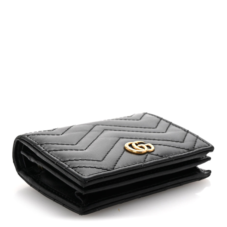 Gucci Calfskin Matelasse GG Marmont Card Case Wallet Black Image 4