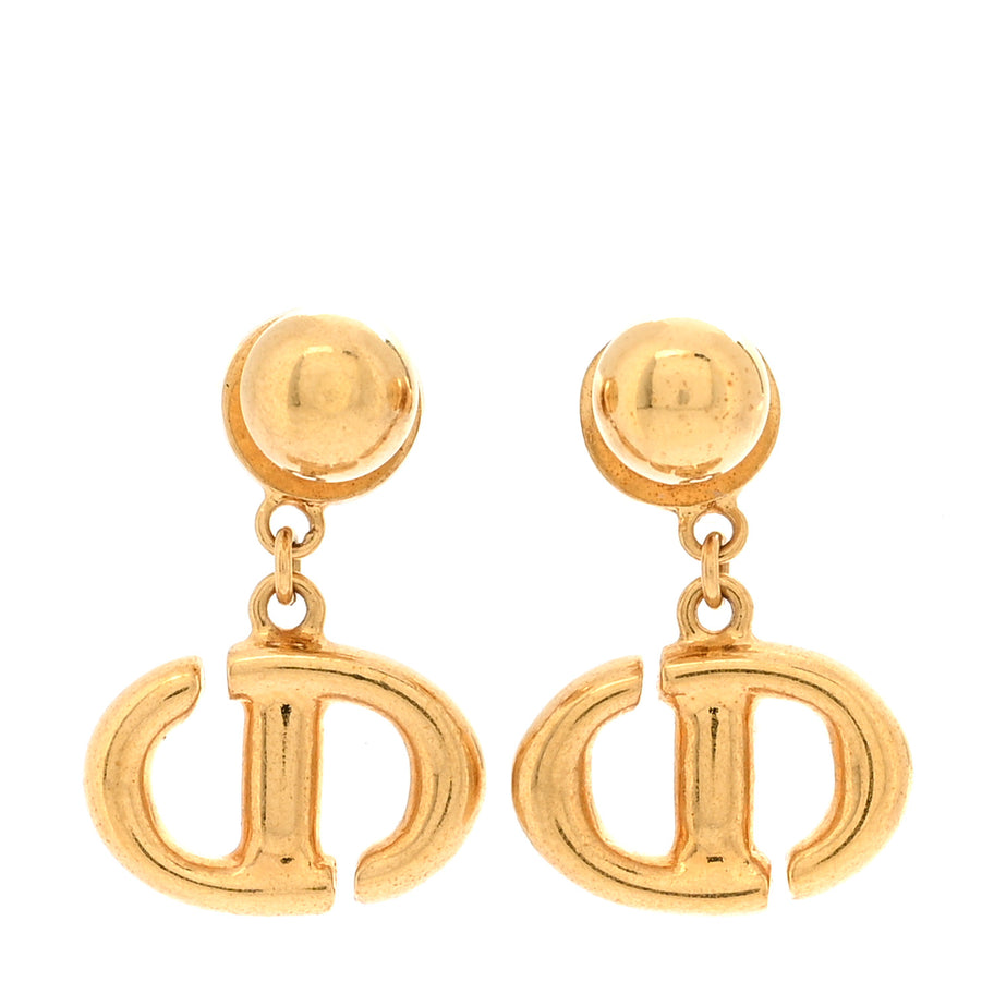 Christian Dior Metal Petit CD Drop Earrings Gold Image 1