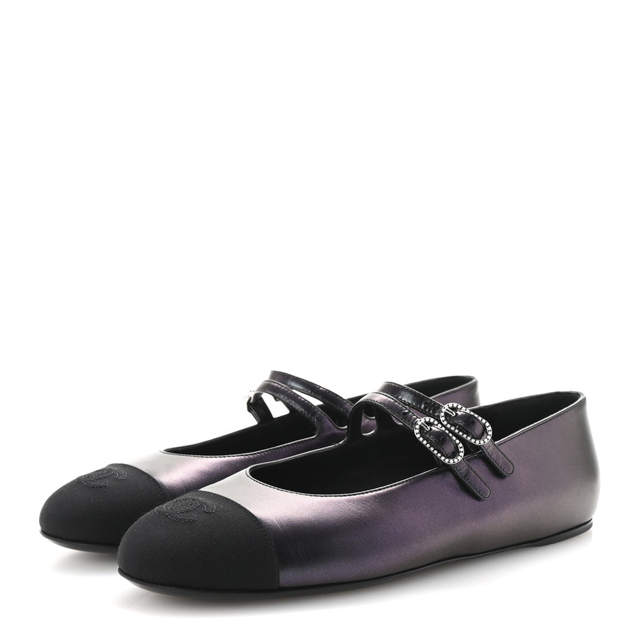 Chanel Lambskin Grosgrain Pearl Mary Jane Flats 38.5 Black Image 4