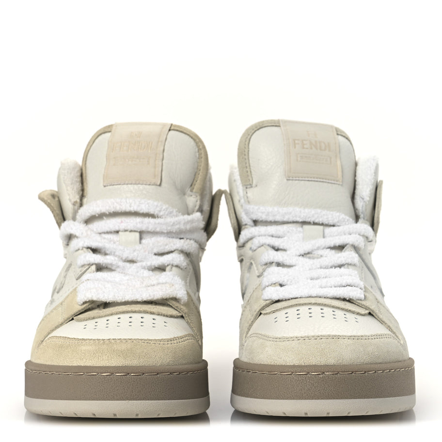 Fendi Suede Vitello Match High Top Sneakers 37 Ice White Ice Fendi White Image 3