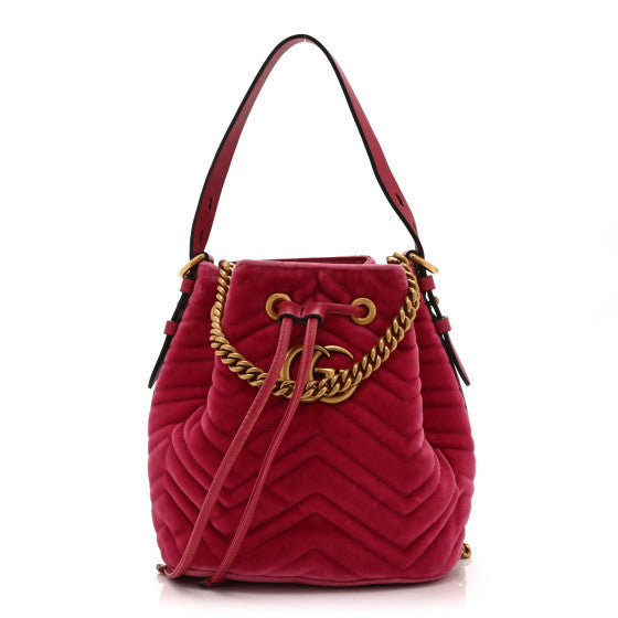 Gucci Velvet Matelasse GG Marmont Bucket Bag Light Raspberry Rose Image 1