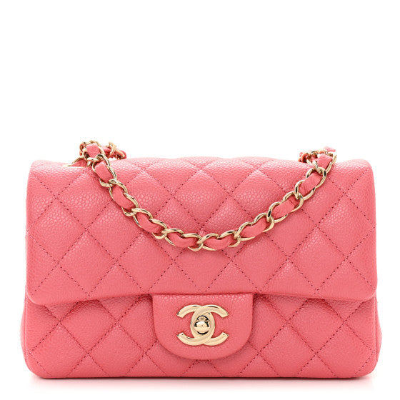  Chanel Caviar Quilted Mini Rectangular Flap Dark Pink