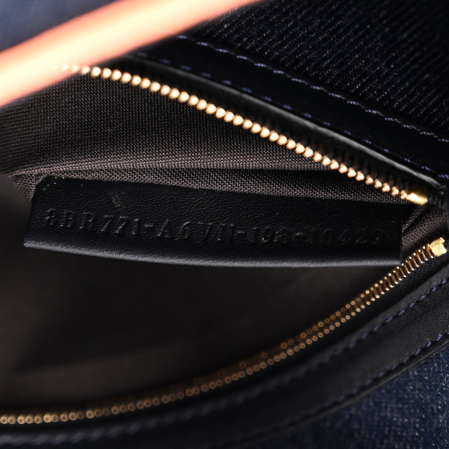 Fendi Denim Large Baguette Blue Arancio Fluo Image 7