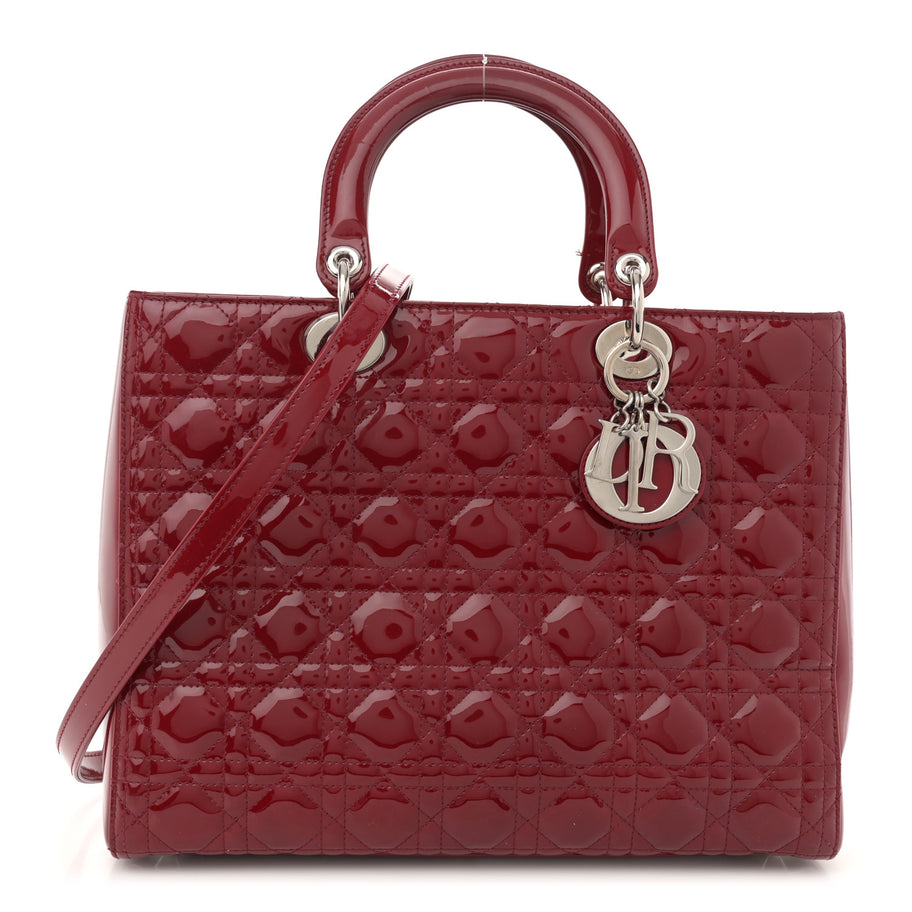 Christian Dior Patent Cannage Large Lady Dior Red Image 1