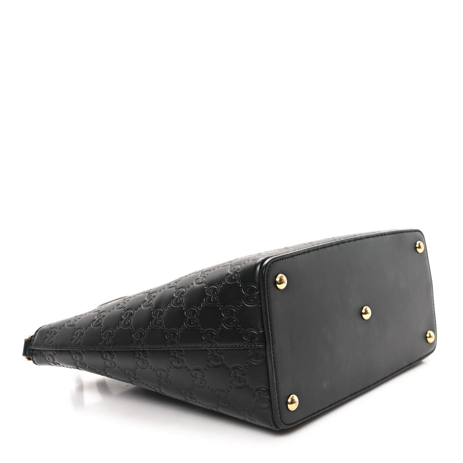 Gucci ssima Small Zippered Bucket Tote Black Image 4