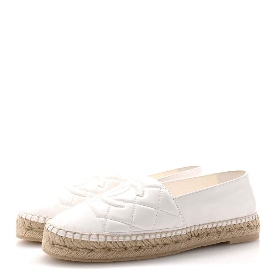 Chanel Lambskin Quilted CC Espadrilles 41 White Image 4