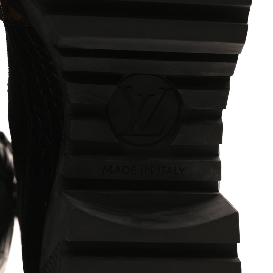 Louis Vuitton Suede Calfskin Monogram Laureate Platform Desert Boots Black Image 7