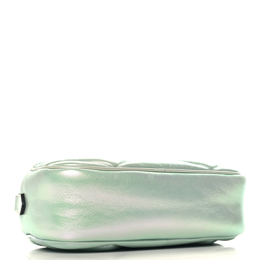 Gucci Iridescent Nappa Chevron Matelasse Small GG Marmont Chain Shoulder Bag Iridescent Salvy Green Image 4