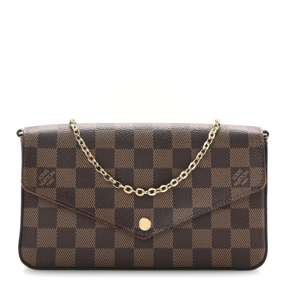  Louis Vuitton Damier Ebene Pochette Felicie Chain Wallet