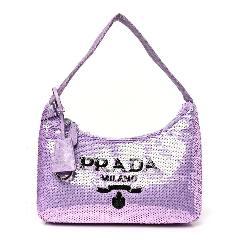  Prada Paillettes Sequin Mini Re-Edition 2000 Bag Lilium Black