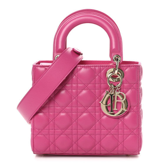  Christian Dior Lambskin Cannage Small My ABCDior Lady Dior Fuchsia