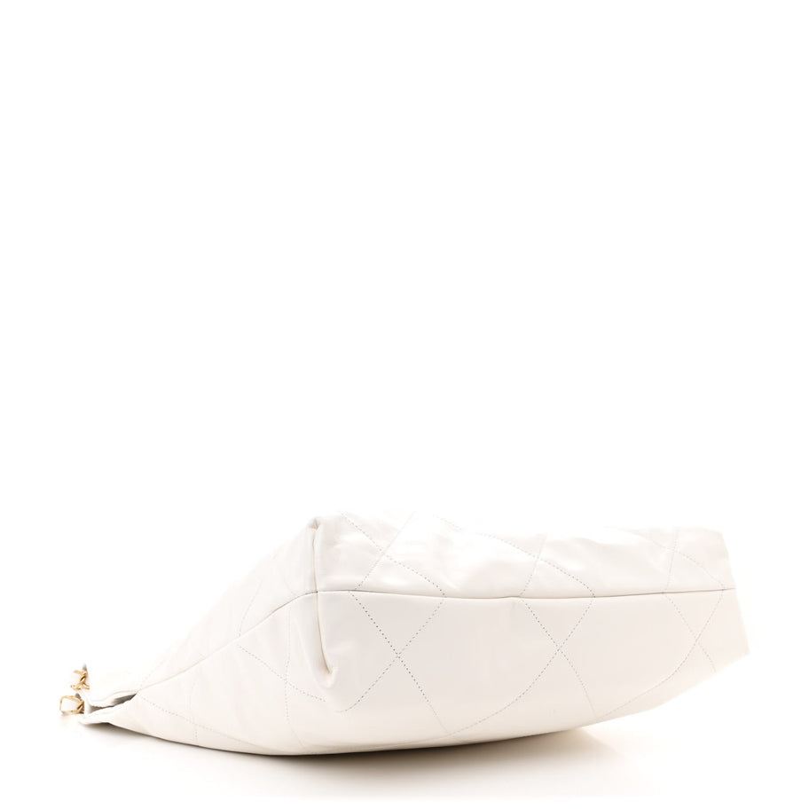 Chanel Shiny Calfskin Quilted Small 22 White Image 5