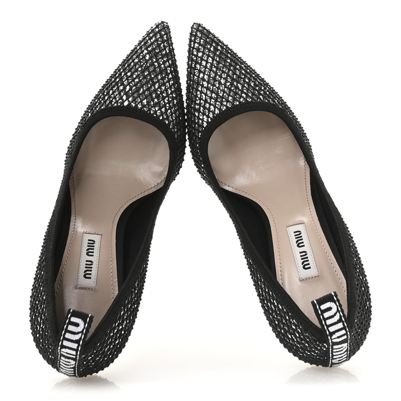  Miu Miu Glitter Rete 85 Pumps 35.5 Silver Black