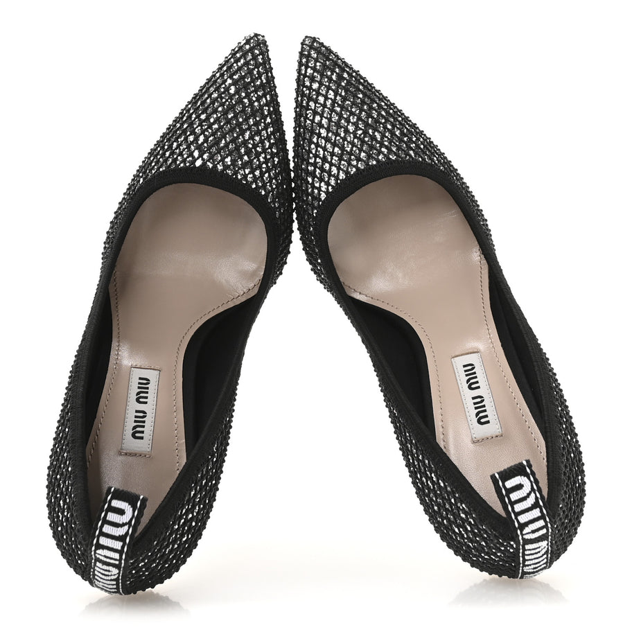 Miu Miu Glitter Rete 85 Pumps 35.5 Silver Black Image 2