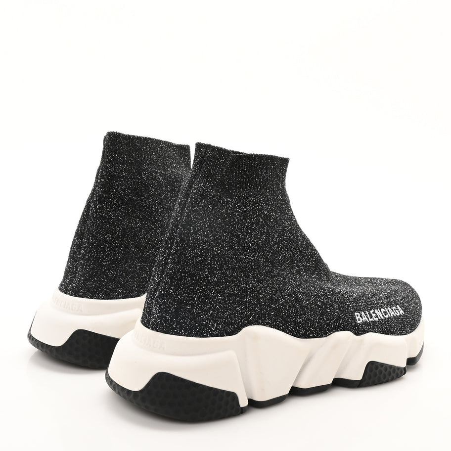 Balenciaga Laminated Knit Bi-Color Sole Womens Speed Sneakers 35 Black White Image 5