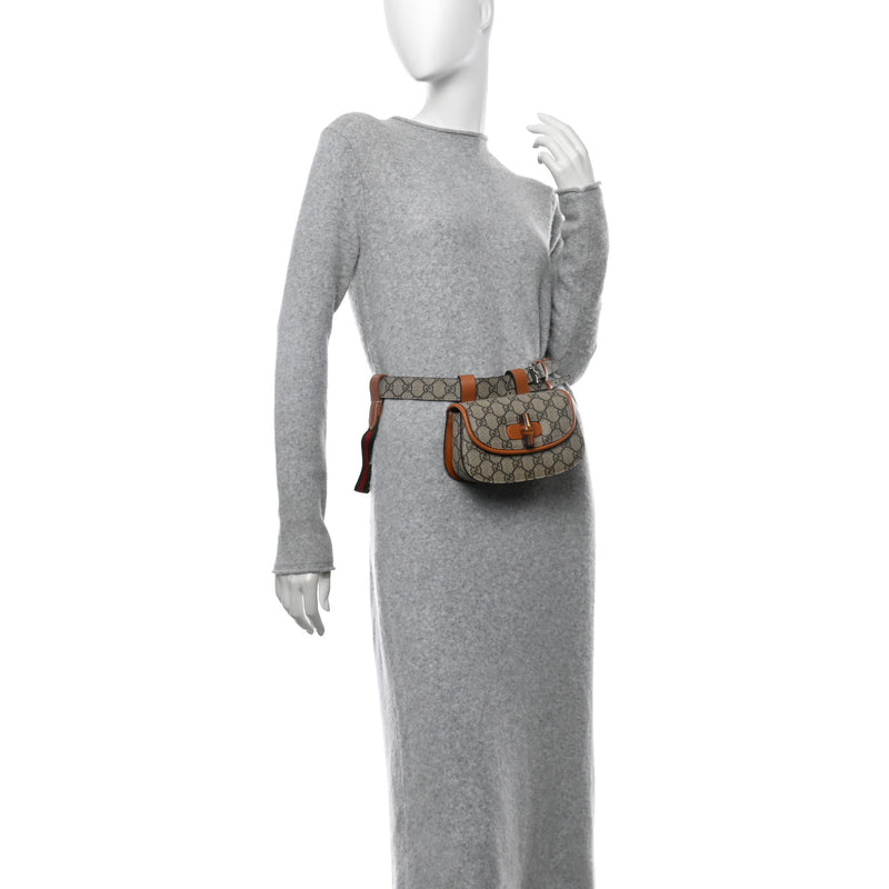 Gucci GG Supreme Monogram Web Bamboo Mini 1947 Belt Bag 85 34  Beige
