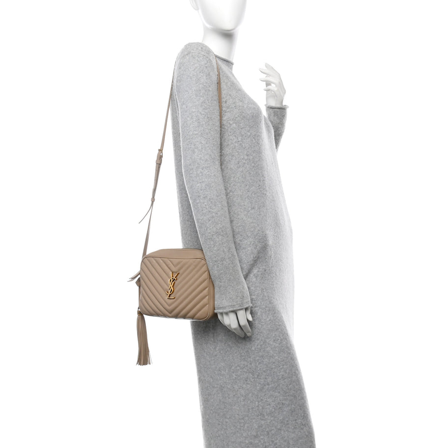 Saint Laurent Calfskin Matelasse Monogram Lou Camera Bag Dark Beige Image 2