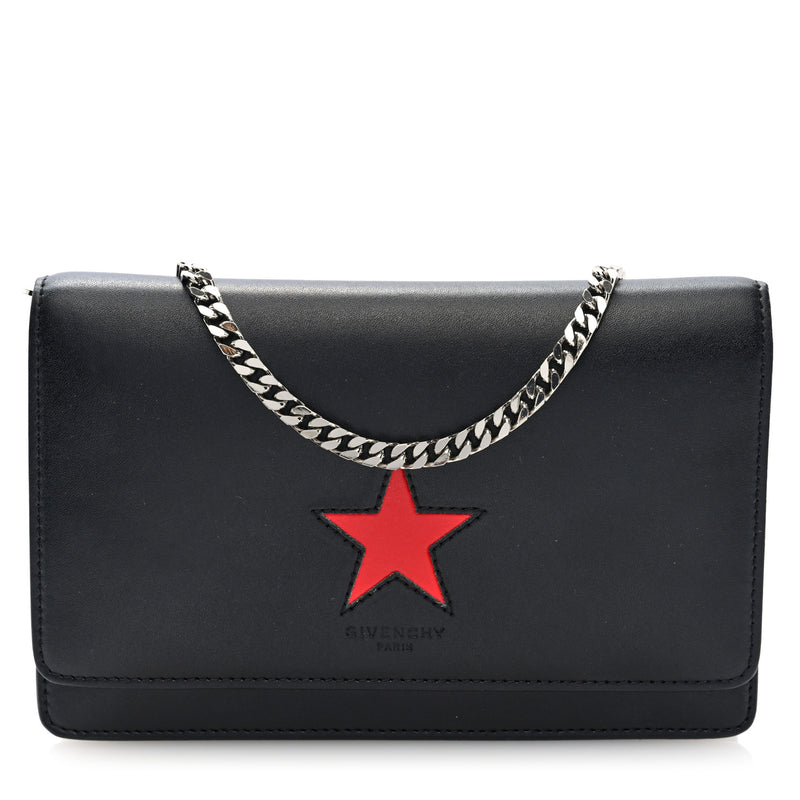  Givenchy Calfskin Star Pandora Chain Wallet Black