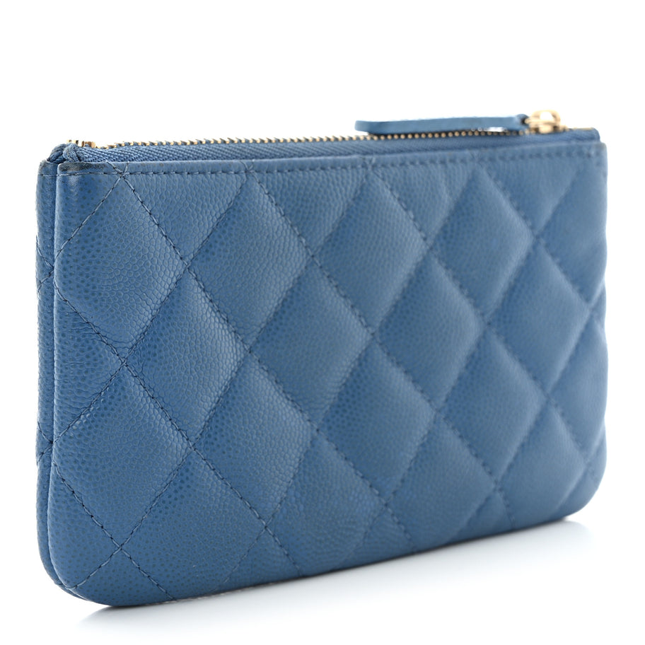 Chanel Caviar Quilted Small Pouch Blue Image 3