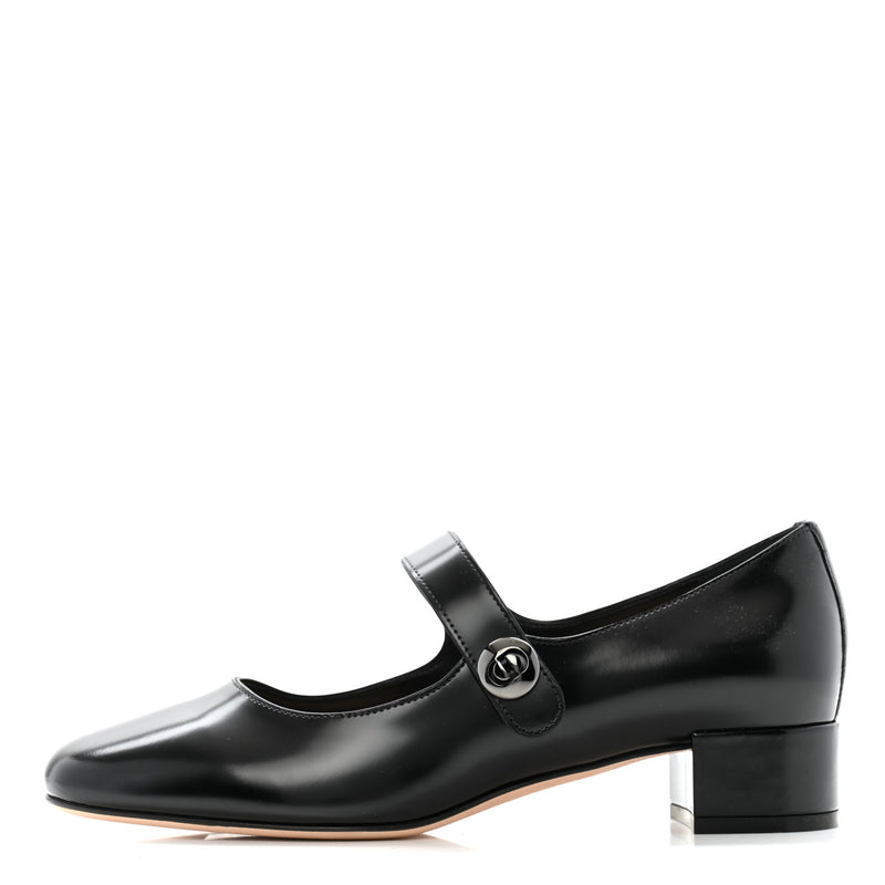  Christian Dior Brushed Calfskin Uniform 30mm Pumps 37.5 Black