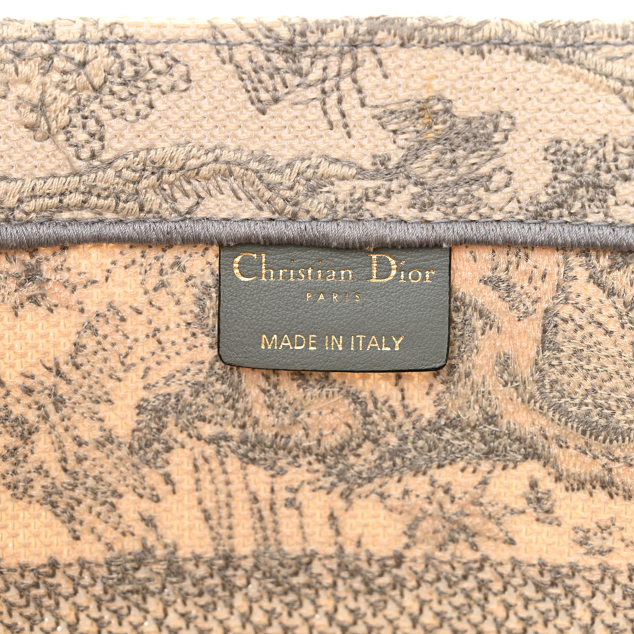 Christian Dior Canvas Embroidered Medium Dioriviera Toile De Jouy Book Tote Gray Image 6