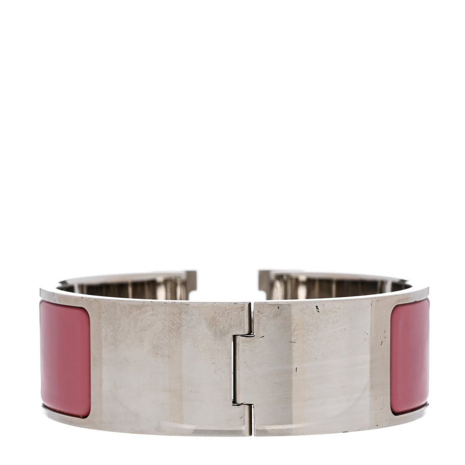 Hermes Enamel Wide Clic Clac H Bracelet PM Vieux Rose White Image 3