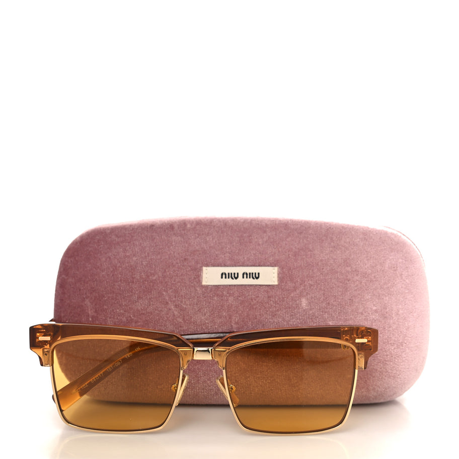 Miu Miu Acetate Square SMU10Z Sunglasses Transparent Caramel Image 7