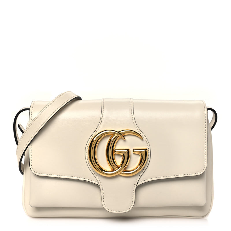  Gucci Calfskin Small Arli Flap Shoulder Bag Mystic White
