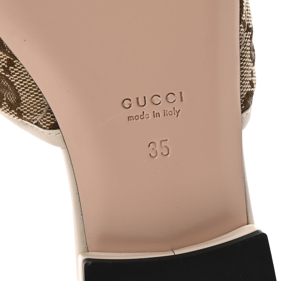 Gucci Monogram Matelasse Diagonal GG Marmont Flat Slide Sandals 35 Beige Ebony Mystic White Image 7